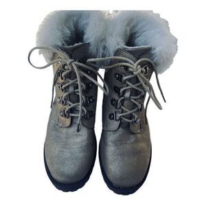 Esprit Caroline Faux Fur Lined Gold Metallic Boot Size 3